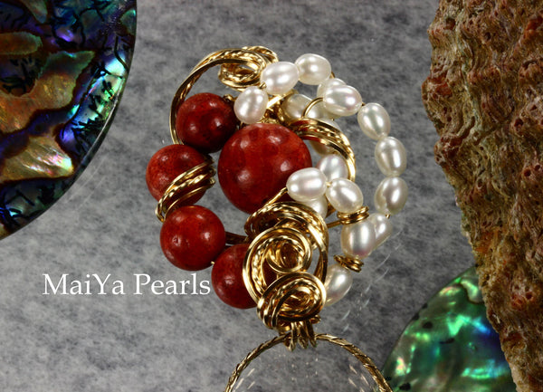 Pendant - One-of-Kind Wire Sculpted Corals & Pearls