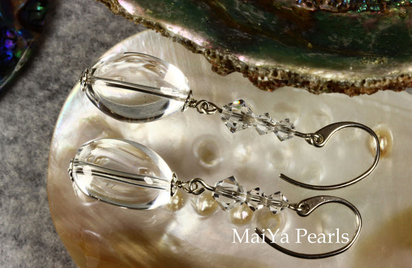 Earrings - Crystal Quartz Natural & Swarovski Crystal