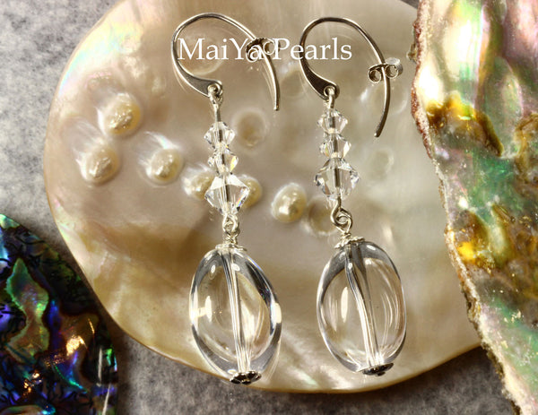 Earrings - Crystal Quartz Natural & Swarovski Crystal