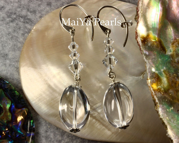 Earrings - Crystal Quartz Natural & Swarovski Crystal