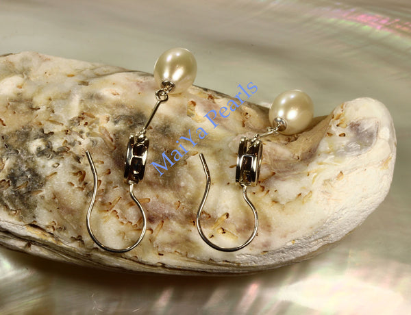 Earrings - A+ Iolite Faceted Purplish Blue & AAA Off-White Fine Waterdrop Freshwater Pearl