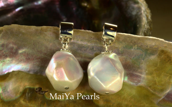 Earrings - Unique Fine Faceted Freshwater Pearls