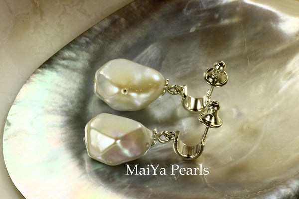 Earrings - Unique Fine Faceted Freshwater Pearls