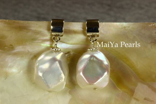 Earrings - Unique Fine Faceted Freshwater Pearls