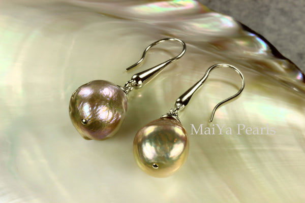 Earrings - Imperfect Beauty of Kasumi-like Freshwater Pearl Purple