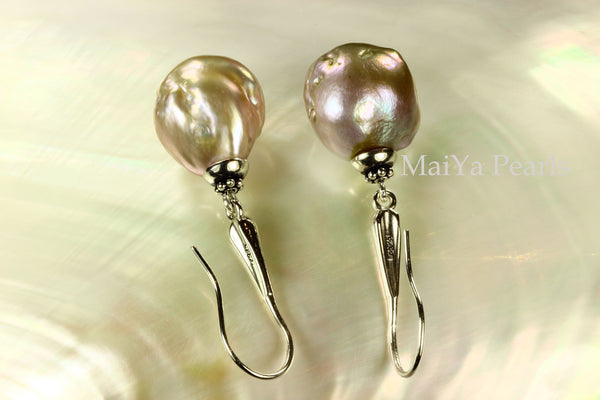 Earrings - Imperfect Beauty of Kasumi-like Freshwater Pearl Purple