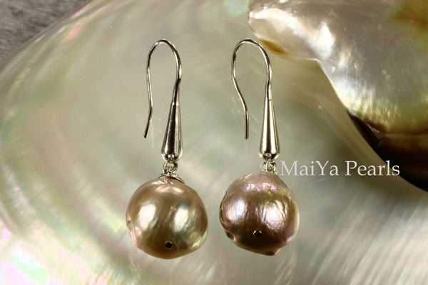 Earrings - Imperfect Beauty of Kasumi-like Freshwater Pearl Purple