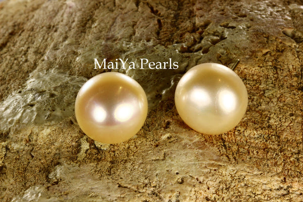 Earrings - Large Button FW Peach Earstuds