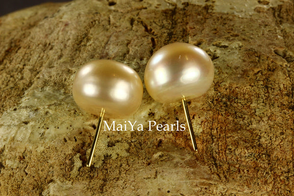 Earrings - Large Button FW Peach Earstuds