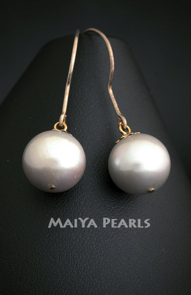 Earrings - Large Round Silver Pearl