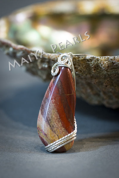 Unique Designer Pendant - Natural Agate with Argentium Silver Fittings (complimentary chain included)