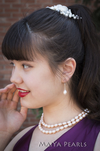 Earrings - Large AAA Freshwater Pearls with 925 Sterling Silver Fittings