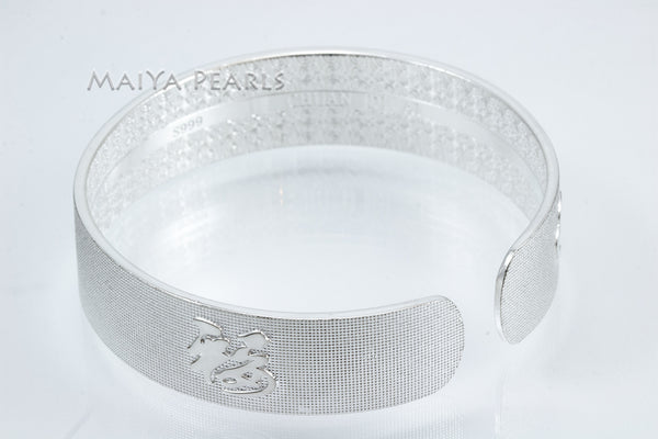 "Mother's Love Forever" Cuff Bracelet - Pure 999 Solid Sterling Silver Engraved Band