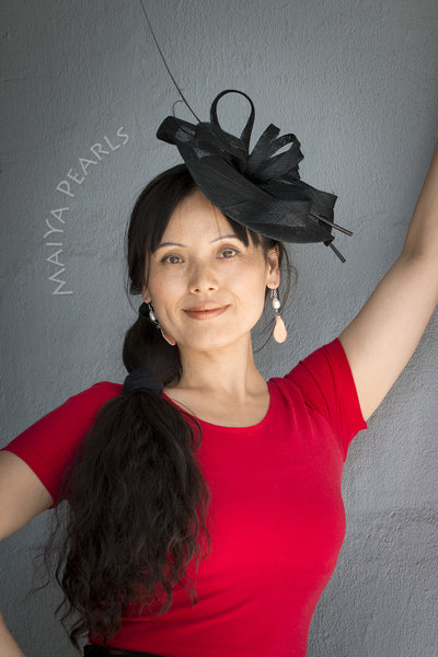Fascinator - Large Black Rim with Loops and Bare Feathers
