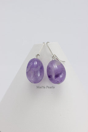 Earrings -  Lavender Amethyst with Argentium Silver Leverback