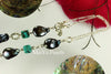Necklace - Convertible Large Purplish Navy Blue Pearl Nuggets & Square Turquoise