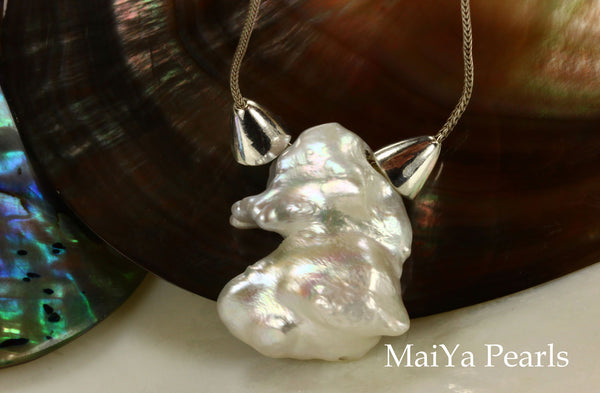 Necklace - Pendant Style - Unique White Keshi Pearl FW