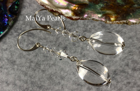 Earrings - Crystal Quartz Natural & Swarovski Crystal