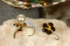 Earrings - 14k Yellow Gold Stunning AAA Off-White Freshwater Pearls on 14k Yellow Gold Flower Setting