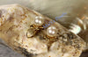 Earrings - 14k Yellow Gold Stunning AAA Off-White Freshwater Pearls on 14k Yellow Gold Flower Setting
