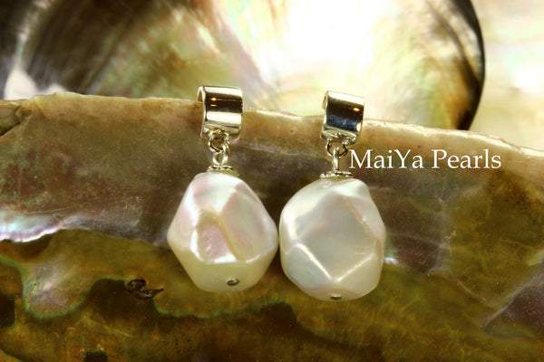 Earrings - Unique Fine Faceted Freshwater Pearls