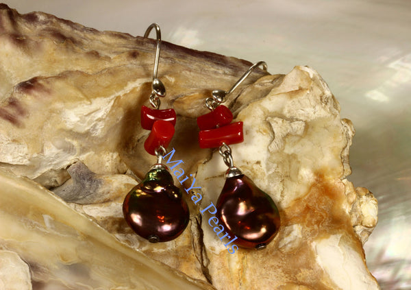 Coral sale branch earrings
