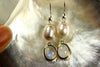 Earrings - Oval Moonstone & Waterdrop Purple FW Pearl