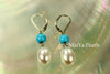 Earrings - Sleep Beauty Turquoise & Waterdrop White Pearls FW