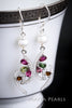 Earrings  -  Keshi Pearl and Natural Tourmaline, Cubic Zirconium