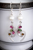 Earrings  -  Keshi Pearl and Natural Tourmaline, Cubic Zirconium