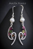 Earrings  -  Keshi Pearl and Natural Tourmaline, Cubic Zirconium