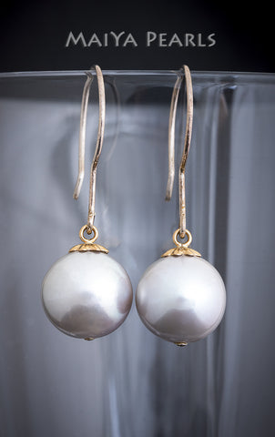 Earrings - Large Round Silver Pearl