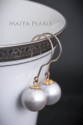 Earrings - Large Round Silver Pearl