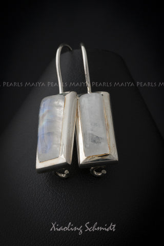 Earrings - Moonstone inset with 925 Sterling Silver