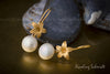 Earrings - 24K Gold Plated on Sterling Silver Flowers and Button Pearls
