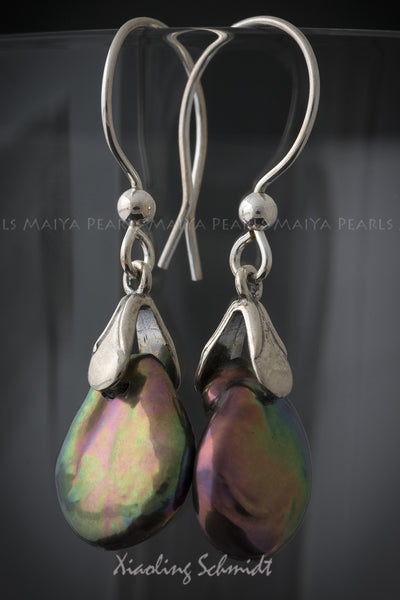 Earrings - Freshwater coin shaped Pearl