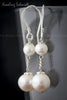 Earrings - Double round Pearls with 925 Sterling Silver Findings