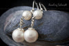 Earrings - Double round Pearls with 925 Sterling Silver Findings