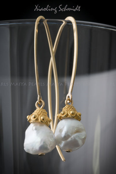 Earrings1 - 18K Vermeil Gold with Baroque Pearls