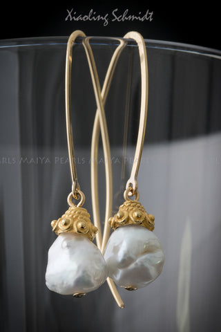 Earrings1 - 18K Vermeil Gold with Baroque Pearls