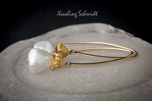 Earrings1 - 18K Vermeil Gold with Baroque Pearls