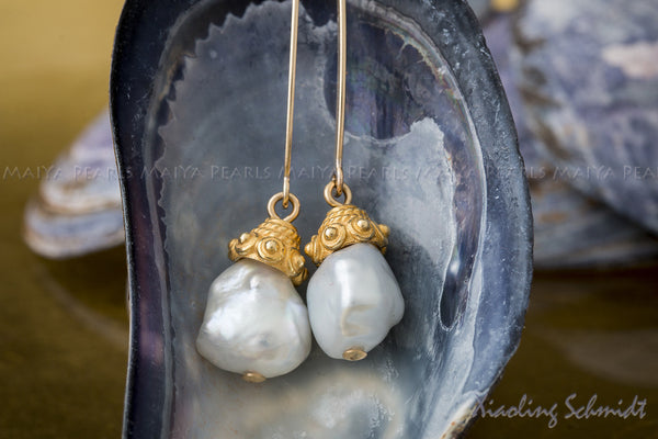 Earrings1 - 18K Vermeil Gold with Baroque Pearls