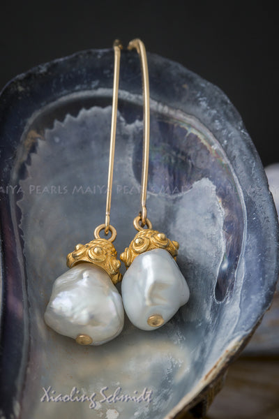 Earrings1 - 18K Vermeil Gold with Baroque Pearls
