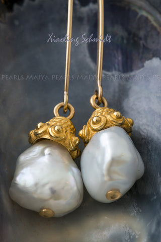 Earrings1 - 18K Vermeil Gold with Baroque Pearls