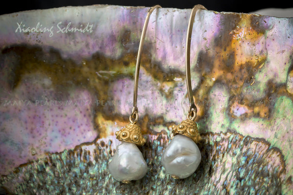 Earrings1 - 18K Vermeil Gold with Baroque Pearls