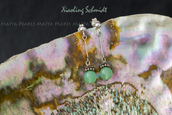 Earrings - Silver Chrysoprase (Australian Jade)