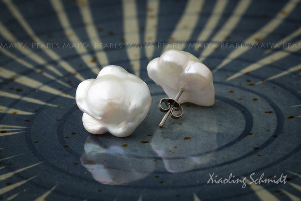 Stud Earrings - Flower Pearl Studs and Sterling Silver Studs