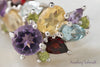 Stud Earrings - Multi-Coloured Gemstones with 925 Sterling Silver