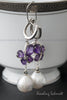 Earrings - Silver with Purple Amethyst Butterflies and Pearls