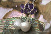 Earrings - Silver with Purple Amethyst Butterflies and Pearls